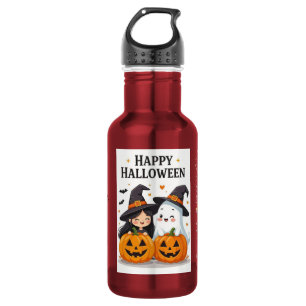 Schattig Halloween-heks & spook-mok ontwerp Waterfles
