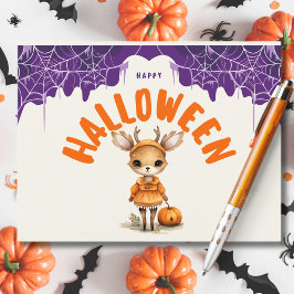 Schattig Halloween-hert met pompoen Gelukkig Hallo Feestdagenkaart