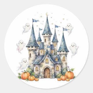 Schattig Halloween Kasteel Spoken Pompoen Kinderen Ronde Sticker