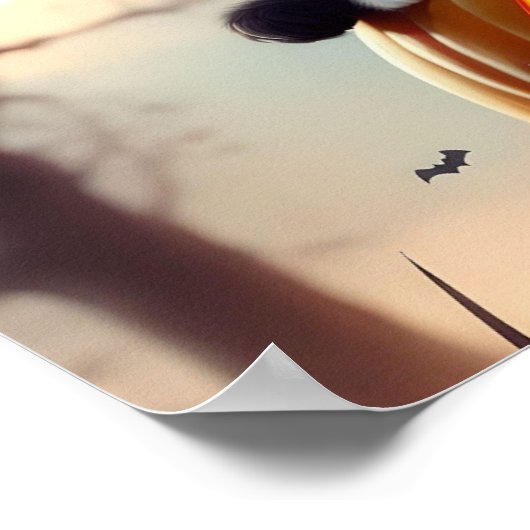 Schattig Halloween Kitten in een pompoen Poster (Hoek)