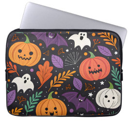 Schattig Halloween Magisch Patroon Laptop Sleeve