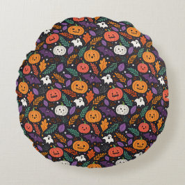 Schattig Halloween Magisch Patroon Rond Kussen