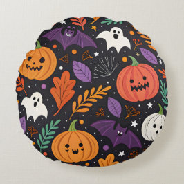 Schattig Halloween Magisch Patroon Rond Kussen