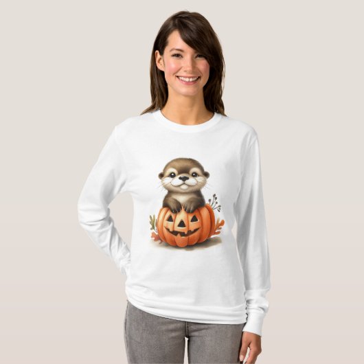 Schattig Halloween Otter T-shirt (Voorkant volledig)