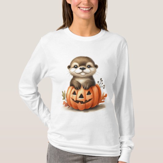 Schattig Halloween Otter T-shirt (Voorkant)
