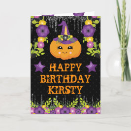Schattig Halloween pompoen bloemig gelukkig verjaa Kaart