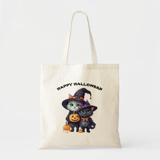 schattig Halloween pompoen en zwarte katten cadeau Tote Bag (Voorkant)