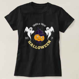 Schattig Halloween Pompoen Meisje met Geesten T-shirt