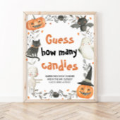 Schattig Halloween pompoen raden hoeveel Snoepjes  Poster
