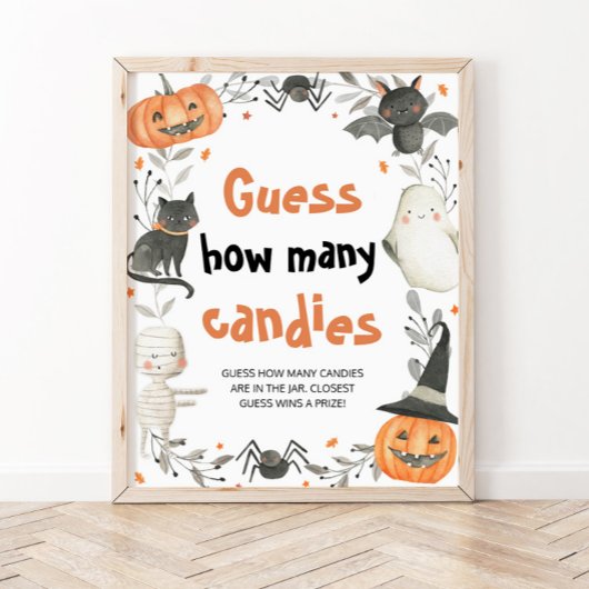 Schattig Halloween pompoen raden hoeveel Snoepjes  Poster