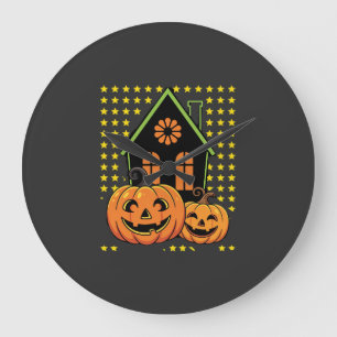Schattig Halloween Pompoen Spoken Huis Ster Grote Klok