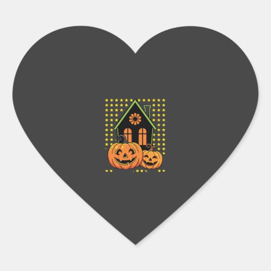 Schattig Halloween Pompoen Spoken Huis Ster Hart Sticker (Voorkant)