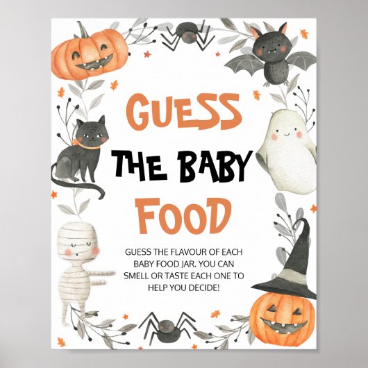 Schattig Halloween Raad Het Baby Food Baby shower Poster (Voorkant)