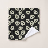 Schattig Halloween Schedel Patroon Zwart Cream Spo Bad Handdoek (Wasdoekje)