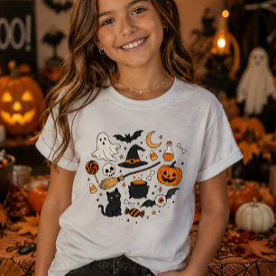 Schattig Halloween Spelend Ontwerp T-shirt