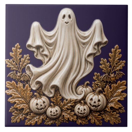 Schattig Halloween-spook en Jack O Lanterns Tegeltje (Voorkant)
