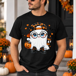 Schattig Halloween-spook met koffie en pompoen T-shirt