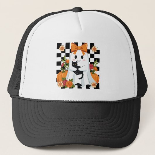 Schattig Halloween-spook Trucker Pet (Voorkant)