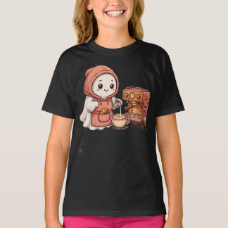 Schattig Halloween spookje drinkt koffie Ramen Noe T-shirt