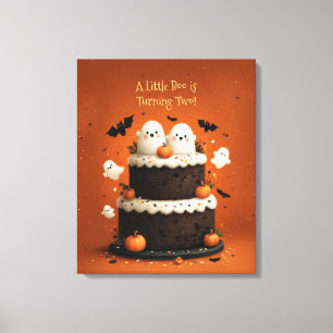 Schattig Halloween spookje een klein Boe Canvas Afdruk