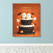 Schattig Halloween spookje een klein Boe Canvas Afdruk (Insitu (Houten vloer))