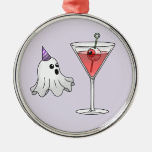 Schattig Halloween spookje & enge cocktail Metalen Ornament