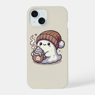Schattig Halloween-spookje in herfstmuts en warme iPhone 15 Case