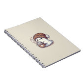 Schattig Halloween-spookje in herfstmuts en warme  Notitieboek (Rechterzijde)