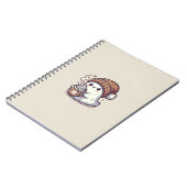 Schattig Halloween-spookje in herfstmuts & warme c Notitieboek (Linkerzijde)