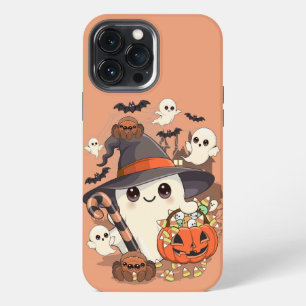 Schattig Halloween-spookje in Kawaii-stijl iPhone 13 Pro Max Hoesje
