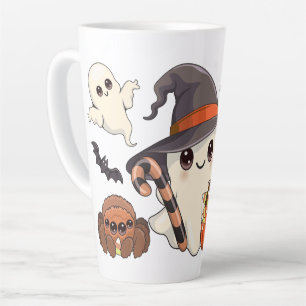 Schattig Halloween-spookje in Kawaii-stijl Latte Mok