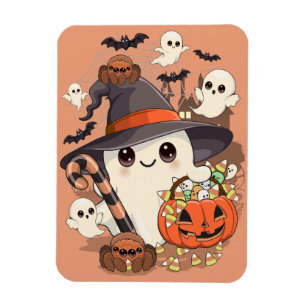 Schattig Halloween-spookje in Kawaii-stijl Magneet