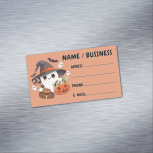 Schattig Halloween spookje in Kawaii-stijl Magnetisch Visitekaartje