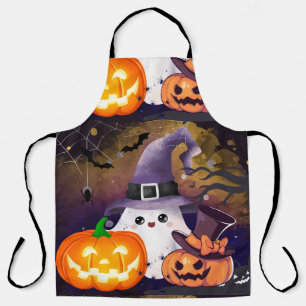 Schattig Halloween spookje met heksenhoed en pompo Schort