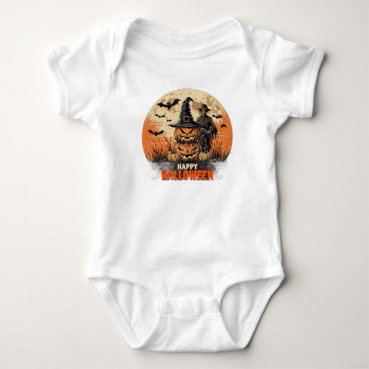Schattig Halloween-spookje met pompoen, grappig en Romper (Voorkant)