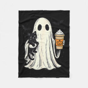 Schattig Halloween-spookje met zwarte kat herfst k Fleece Deken