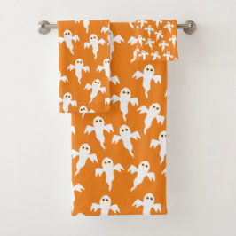 Schattig Halloween spookje oranje Bad Handdoek