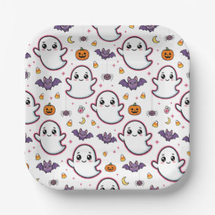 Schattig Halloween-spookje Papieren Bordje