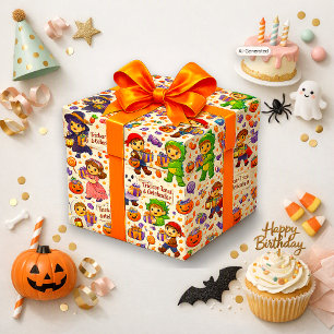 Schattig Halloween-verjaardagskind Trick-or-Treat- Cadeaupapier