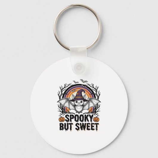Schattig Halloween Vleermuis Vintage Gravure Spelo Sleutelhanger (Voorkant)