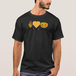 Schattig Halloween Vrede Liefde en Gnome Herfst Me T-shirt
