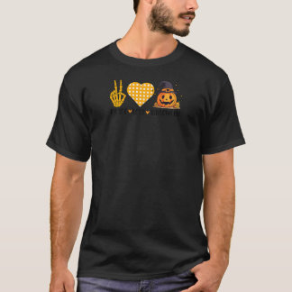 Schattig Halloween Vrede Liefde en Gnome Herfst Me T-shirt