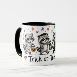 Schattig Halloween Wasbeer Trick-or-Treat Team Mok