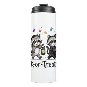 Schattig Halloween Wasbeer Trick-or-Treat Team Thermosbeker