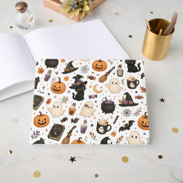 Schattig Halloween-waterverfpatroon met zwarte kat Gastenboek