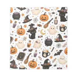 Schattig Halloween-waterverfpatroon met zwarte kat Notitieblok