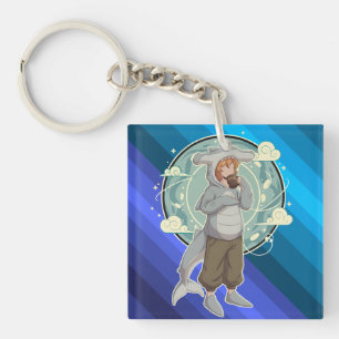 Schattig hamerhaaid jongens kunstwerk sleutelhanger