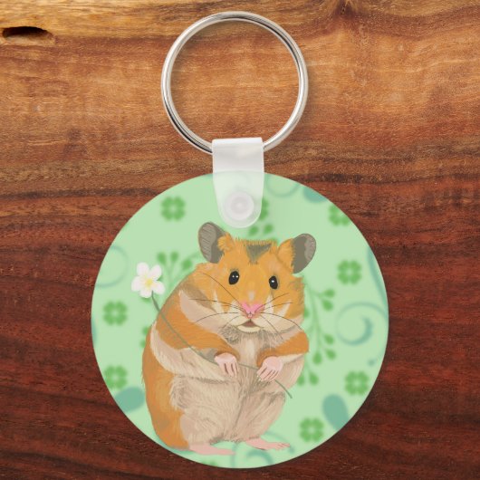 Schattig hamstertje met een bloem  sleutelhanger (Achterkant)