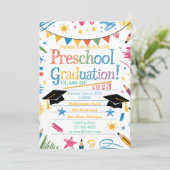 Schattig Hand-getrokken Ontwerp Preschool Afstuder Kaart (Staand voorkant)