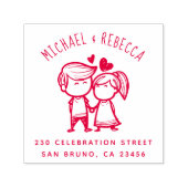 Schattig Hand getrokken paar & aangepaste retour a Zelfinktende Stempel (Design)